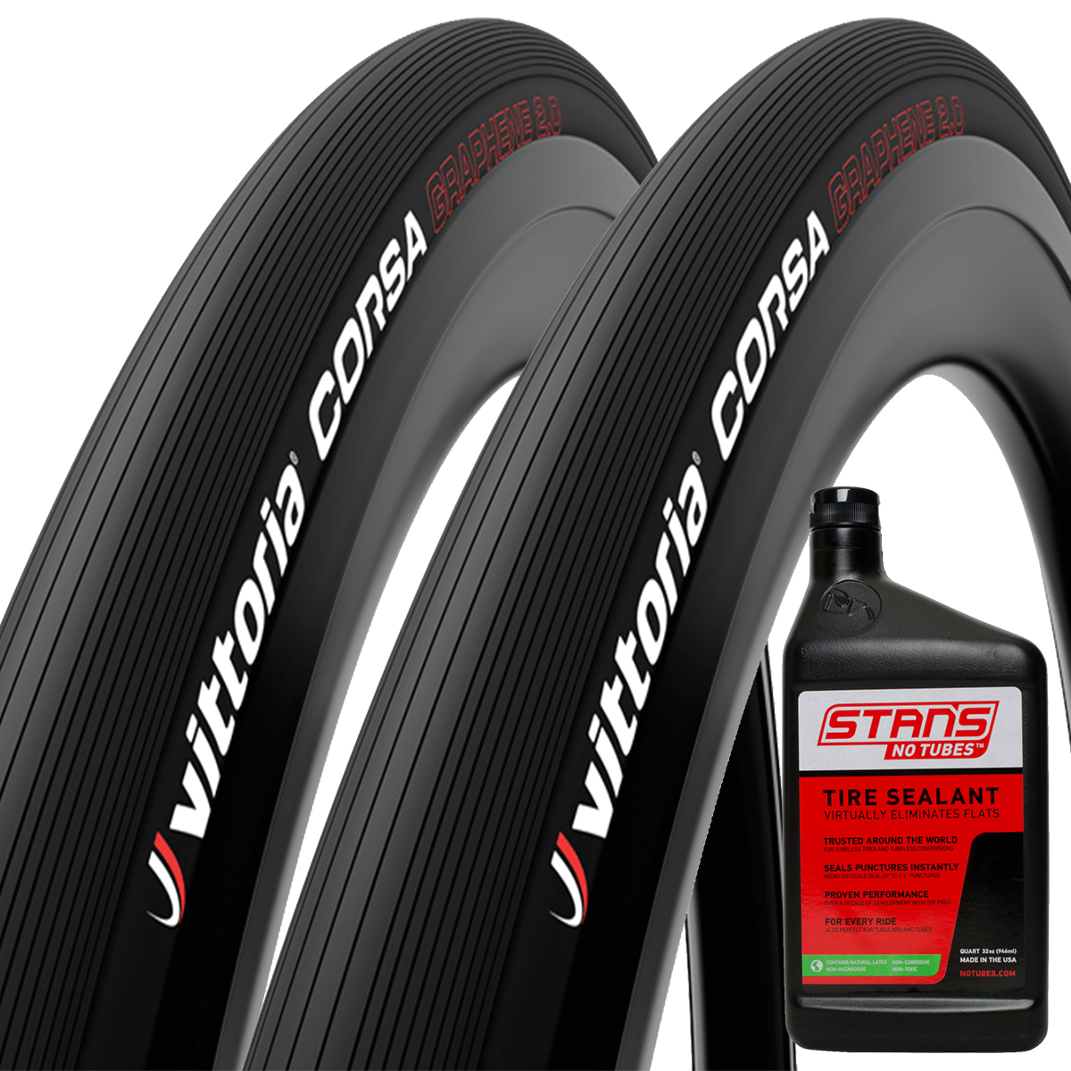 Vittoria Corsa G2.0 TLR Folding Road Tyres With Stans Tubeless Sealant