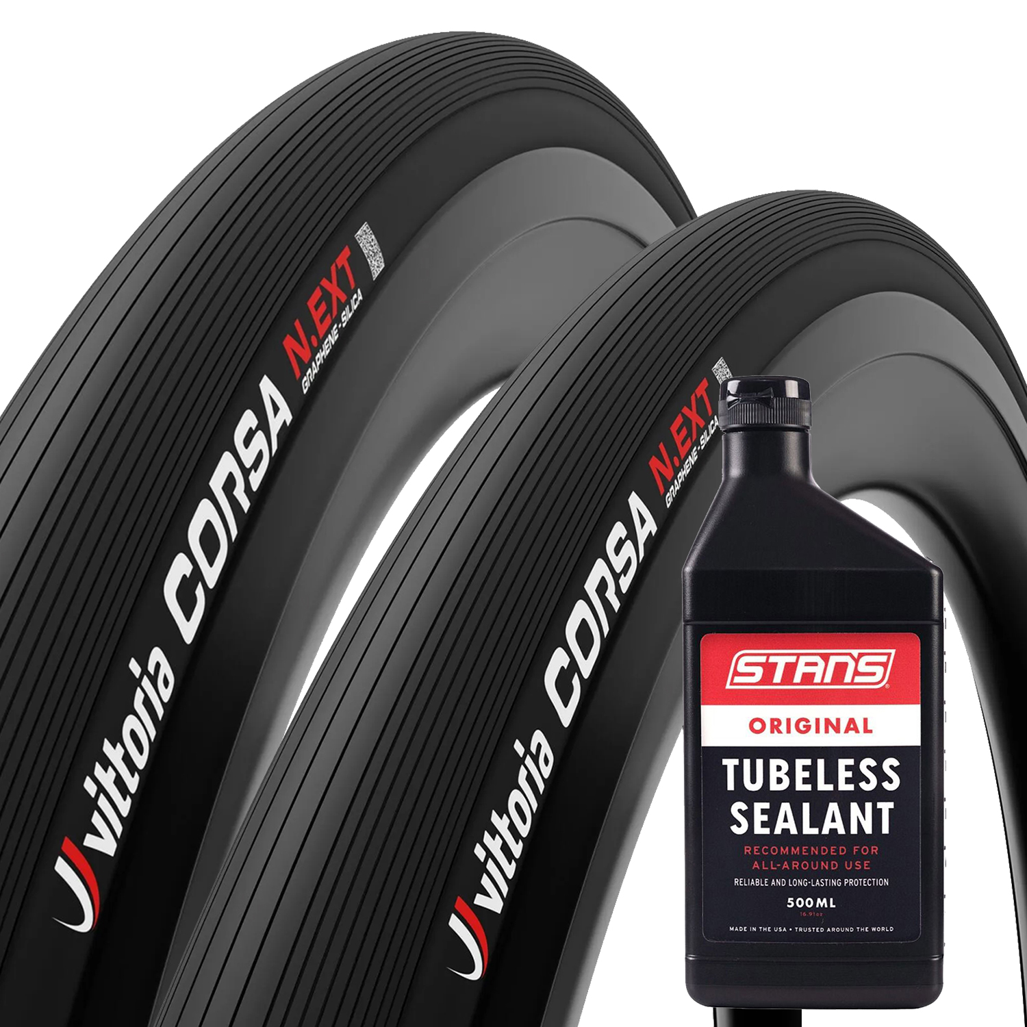 Vittoria Corsa N.EXT TLR Folding Road Tyres With Stans 500ml