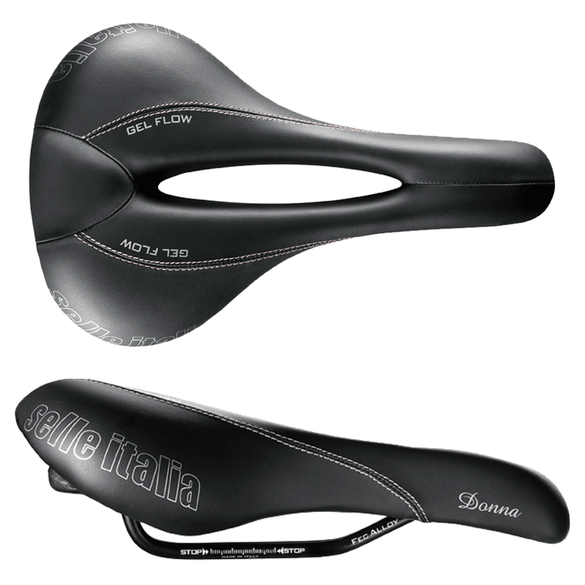 Sella Con Ammortizzatore Integrato Selle Italia LADY Gel TM Flow – Women's Road Bike Saddle, Rail Manganese Tube 7, Gran Turismo Fibra-Tek Road Saddle, Comfort Gel, Shock Absorber – Size L2, Black