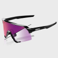 Merlin Cycles 100% S3 Sunglasses - Mirror Photochromic Lens - Gloss Black / Purple Flash Mirror Photochromic Lens | FREE delivery over £60 & Easy Returns