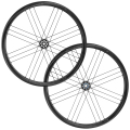 Merlin Cycles Campagnolo Bora WTO 33 Dark Carbon Disc Clincher Road Wheelset - Dark Label / Campagnolo / 12mm Front - 142x12mm Rear / Centerlock / Pair / 11-12 Speed / Clincher / 700c