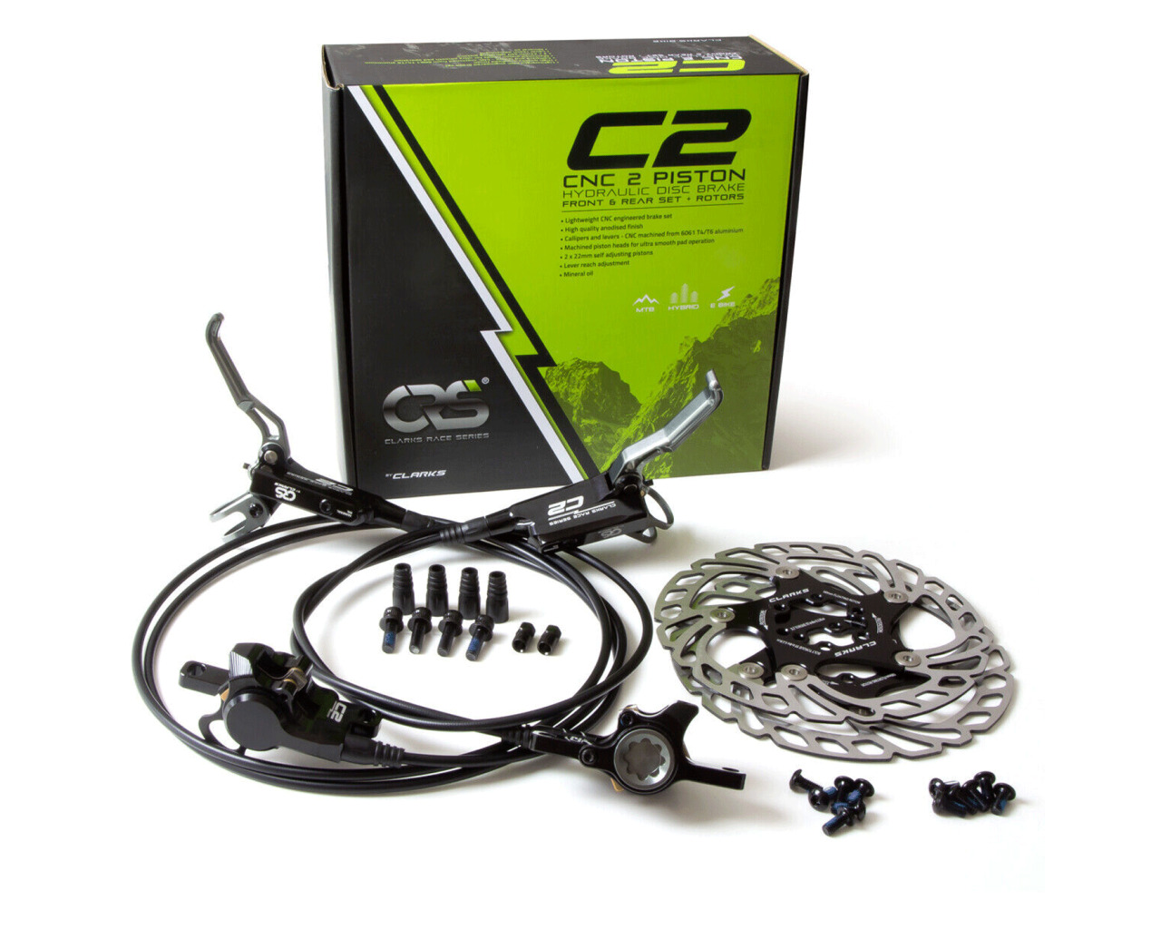 Clarks CRS C2 CNC 2Piston Hydraulic Disc Brake Set Merlin Cycles