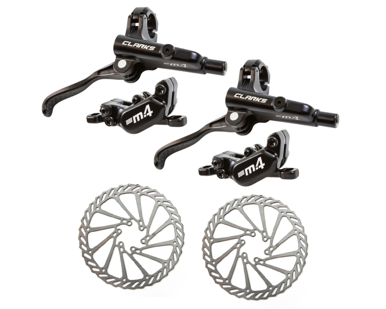 Clarks M4 Hydraulic Front & Rear Disc Brake Set With Rotors Merlin Cycles
