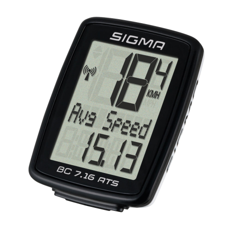 Image of Sigma BC 7.16 Wireless ATS Cycling Computer - Black / Speed