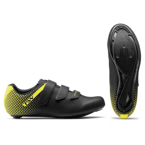 Image of Northwave Core 2 Road Shoes - Black / Yellow Fluro / EU43
