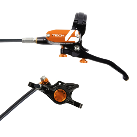 Image of Hope Tech 4 X2 Disc Brake - Colours - Black / Orange / No Rotor / Front or Rear / LH / Standard Hose / 1600mm