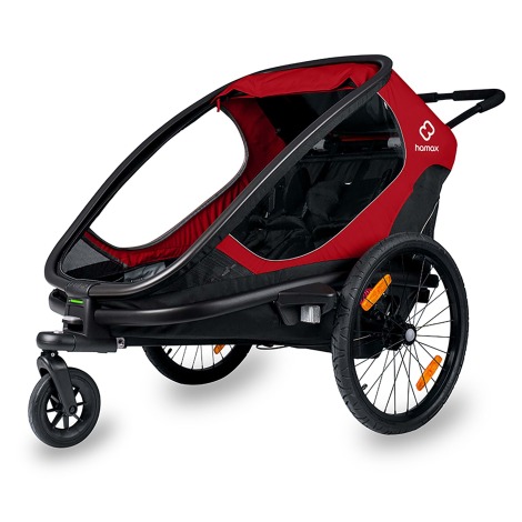 Image of Hamax Outback Twin Child Trailer - Red / Black