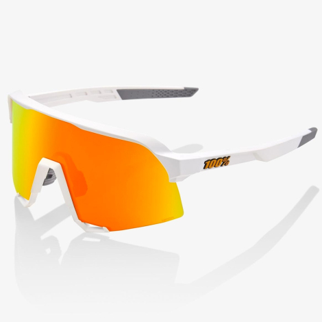 Merlin Cycles 100% S3 Sunglasses - HiPER Mirror Lens - Soft Tact White / HiPER Red Multilayer / Mirror Lens | FREE delivery over £60 & Easy Returns