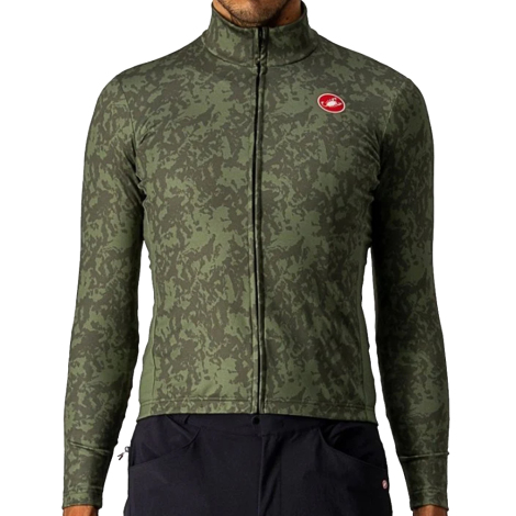 Image of Castelli Unlimited Thermal Long Sleeve Cycling Jersey - AW22 - Military Green / Light Military Green / XLarge