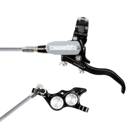 Image of Hope Tech 4 Evo TR4 Braided Disc Brake - Black / Colours - Black / Silver / No Rotor / Left / Braided Hose