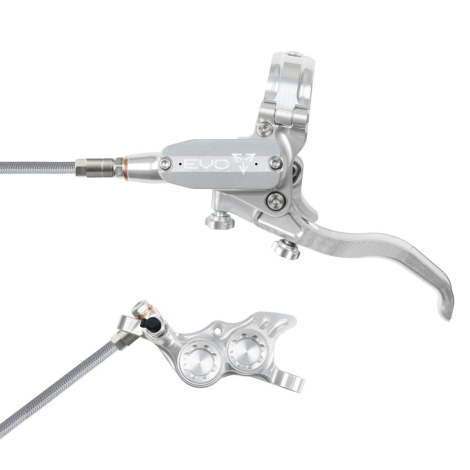 Merlin Cycles Hope Tech 4 Evo TR4 Braided Disc Brake - Silver / Colours - Silver / No Rotor / Right / Braided Hose | FREE delivery over £60 & Easy Returns