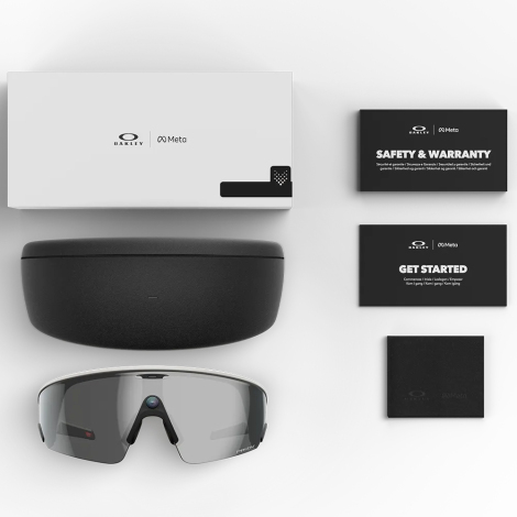 Image of Oakley Meta Vanguard AI Performance Sunglasses - Prizm Black - White / Prizm Black