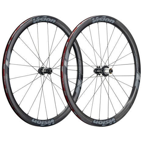 Merlin Cycles Vision Metron 40 SL Carbon Clincher Disc Road Wheelset - Black / 12mm Front - 142x12mm Rear / Sram XDR / Centerlock / Pair / 12 Speed / 700c | FREE delivery over £60 & Easy Returns