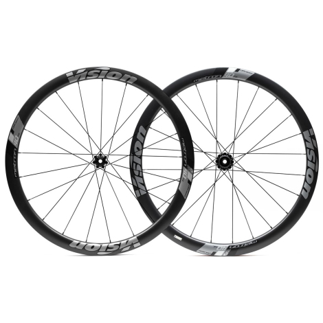 Merlin Cycles Vision Metron 40 SL Carbon Clincher Disc Road Wheelset - Black / 12mm Front - 142x12mm Rear / Shimano / Centerlock / Pair / 12 Speed / 700c | FREE delivery over £60 & Easy Returns
