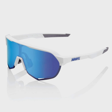 Merlin Cycles 100% S2 Glasses - HiPER Mirror Lens - Matte White / HiPER Blue Multilayer Mirror Lens | FREE delivery over £60 & Easy Returns