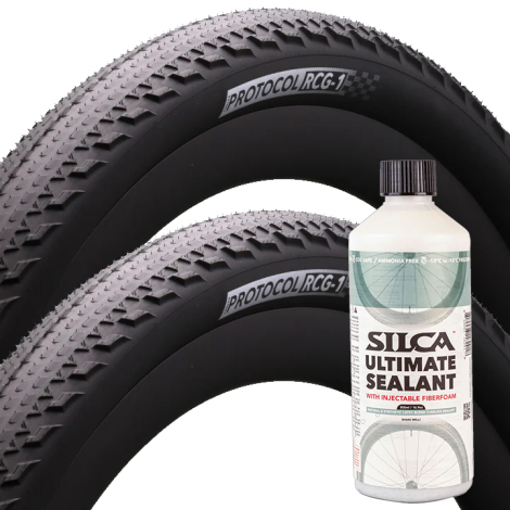 Silca Protocol RCG-1 Folding Gravel Tyres With Silca Ultimate v2 500ml Tubeless Sealant - Pair