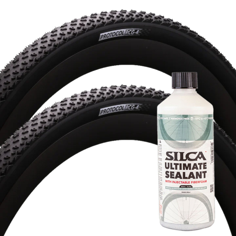 Silca Protocol RCG-4 Folding Gravel Tyres With Silca Ultimate v2 500ml Tubeless Sealant - Pair