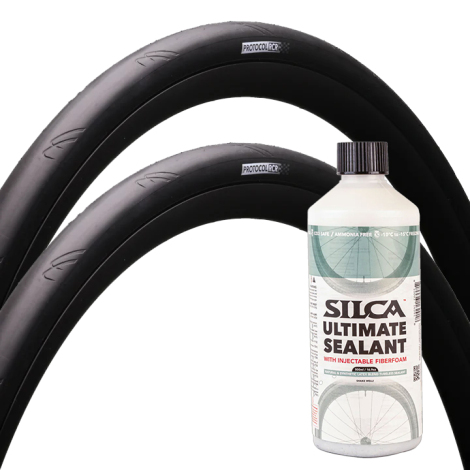 Silca Protocol RCR Folding Road Tyres With Silca Ultimate v2 500ml Tubeless Sealant - Pair