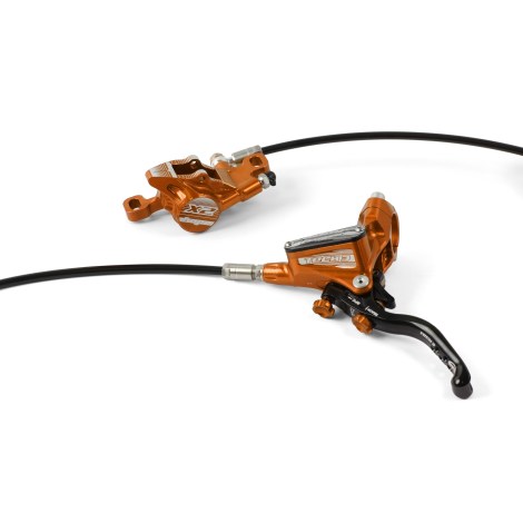 Hope Tech 3 X2 Disc Brake - Colours - Orange / No Rotor / Front / Left Lever (Euro/U.S) Standard Hose