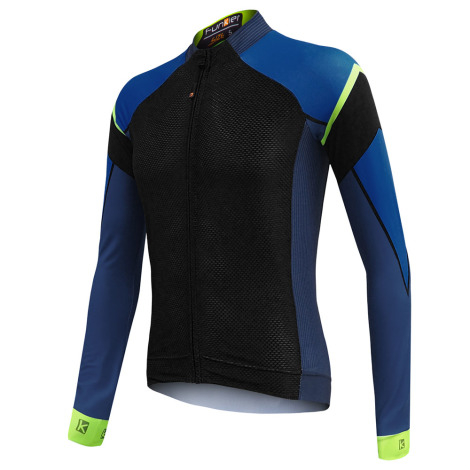 Funkier Isparo Elite Long Sleeve Winter Cycling Jersey - Black / Blue / Medium