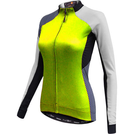 Funkier Mataro Pro Long Sleeve Ladies Cycling Jersey - Fluro Yellow / White / Large