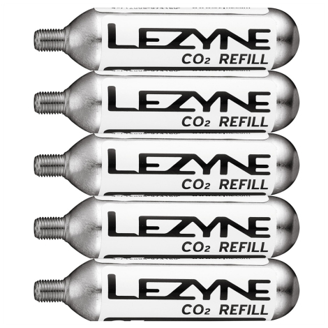 LEZYNE 16g Threaded CO2 Cartridges - 5-Pack For Bike Tire Inflation