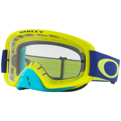 Image of Oakley O-Frame 2.0 MX Goggles - Flo Lime Blue / Clear