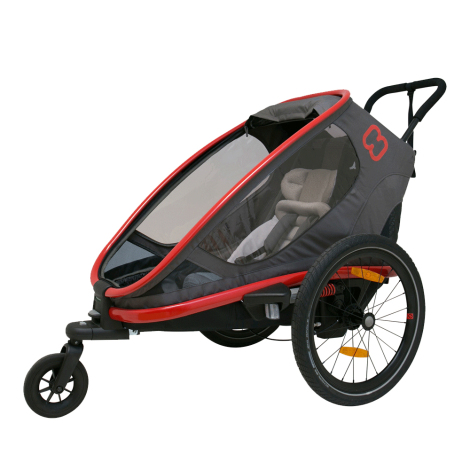 Image of Hamax Outback One Single Child Trailer - Red / Charcoal