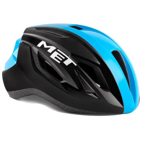 Image of MET Strale Road Cycling Helmet - Black / Cyan / Medium / 56cm / 58cm