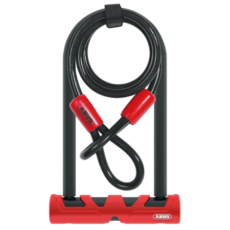 Image of Abus Ultimate 420 & Cable D Bike Lock - Black / Red / U Lock / 140mm Cable