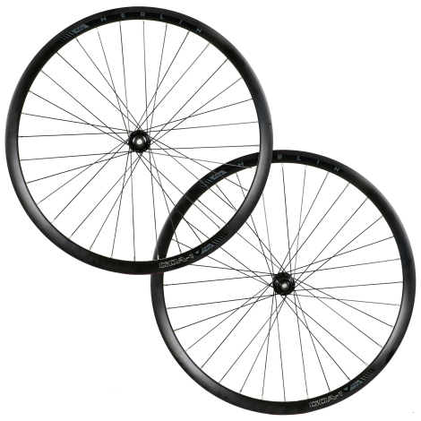 Merlin GDA-1 Clincher Gravel Wheelset - 700c - Black / 12mm Front - 142x12mm Rear / Shimano / Centerlock / Pair / 10-11 Speed / Clincher / 700c