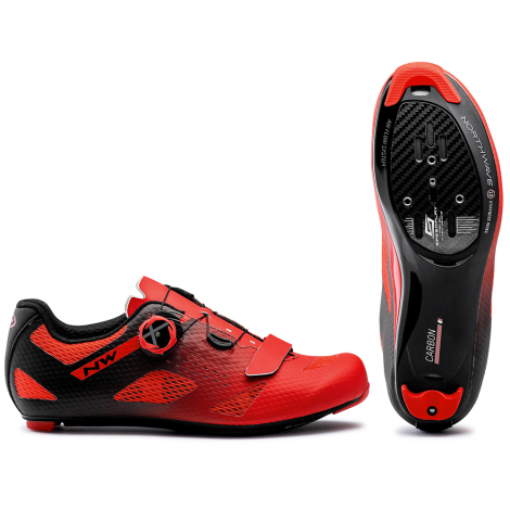 Image of Northwave Storm Carbon Road Shoes - Red / Black / EU46