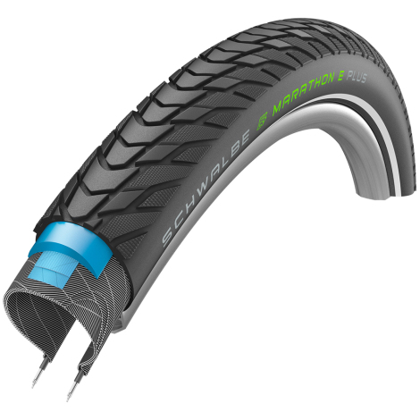 Image of Schwalbe Marathon E-Plus Addix-E Performance Smart DualGuard Wired Road Tyre - 700c - Black / 700c / 47mm / Wired