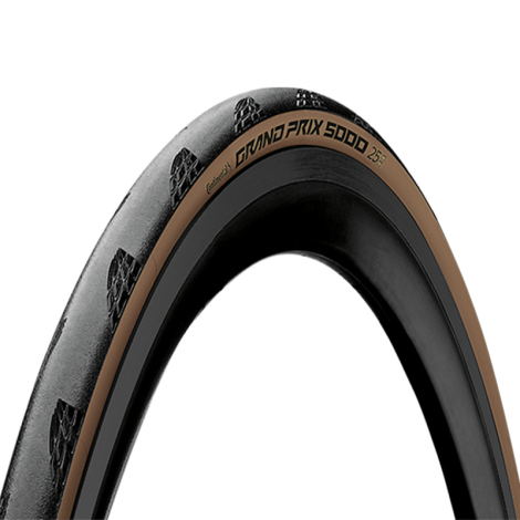 Image of Continental GP5000 Classic Folding Clincher Road Tyre - 700c - Black / Brown / 700c / 25mm / Folding / Clincher