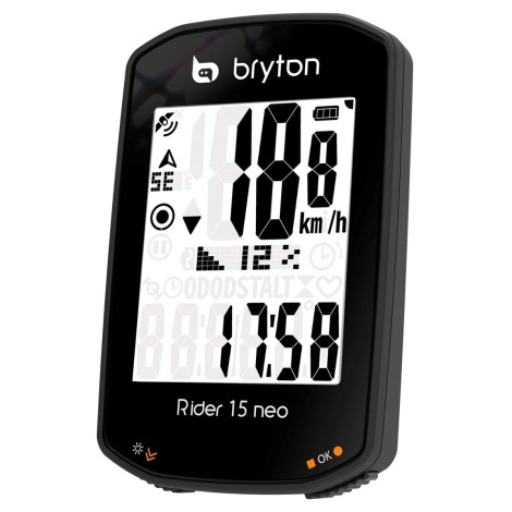Image of Bryton Rider 15C Neo GPS Cycle Computer Bundle - Black - With Cadence Sensor, Black