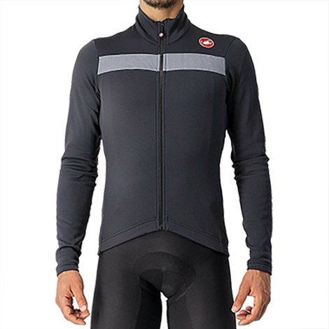 Image of Castelli Puro 3 Long Sleeve Cycling Jersey - AW21 - Red / Black Reflex / 2XLarge