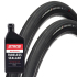 Challenge Strada Bianca Race Vulcanized Tubeless Ready All Road Tyres With Stans 500ml Tubeless Sealant - Pair