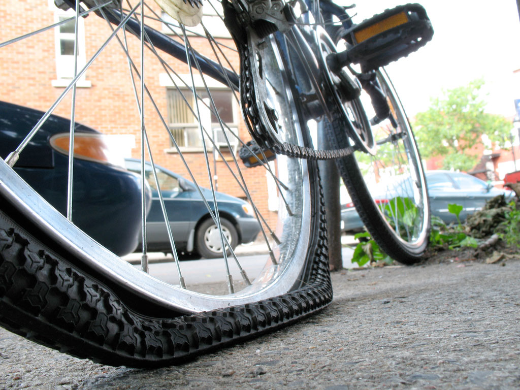 flat bicycle tyre