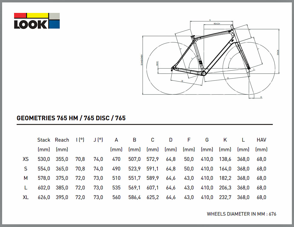 Look Bike Size Chart