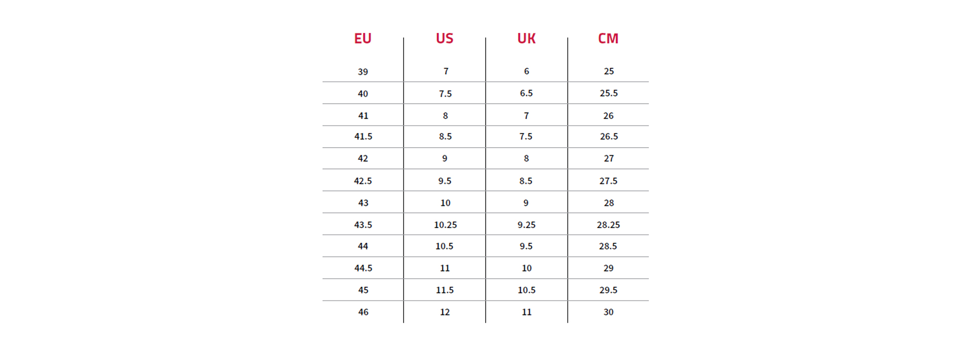 Time Cycling Shoes Size Chart