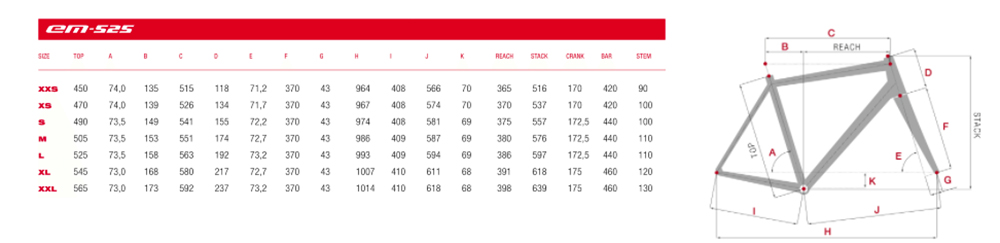 Eddy Merckx Size Chart